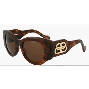 BALENCIAGA PARIS BB0070S 007 HAVANA BROWN 50mm CAT EYE SUNGLASSES BRAND NEW